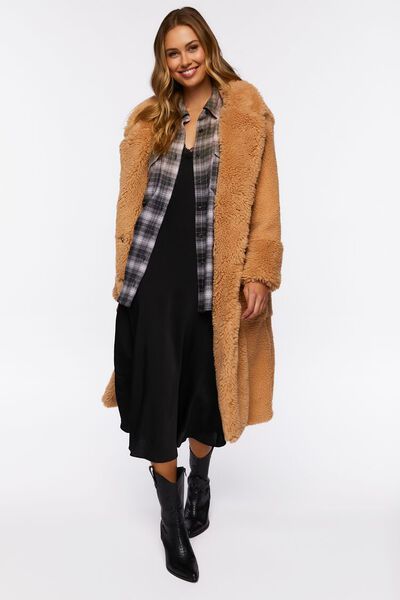 Quilted Faux Shearling Duster Coat | Forever 21 | Forever 21 (US)
