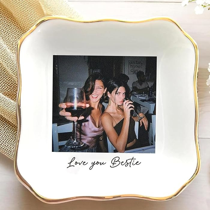 Personalized Besties Photo Ring Dish, Custom Jewelry Dish Gift for Besties, Soul Sister Trinket G... | Amazon (US)