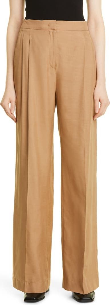 Zorrow Pleated Wide Leg Silk Trousers Beige Pants Tan Pants Business Casual Workwear Summer Outfits | Nordstrom