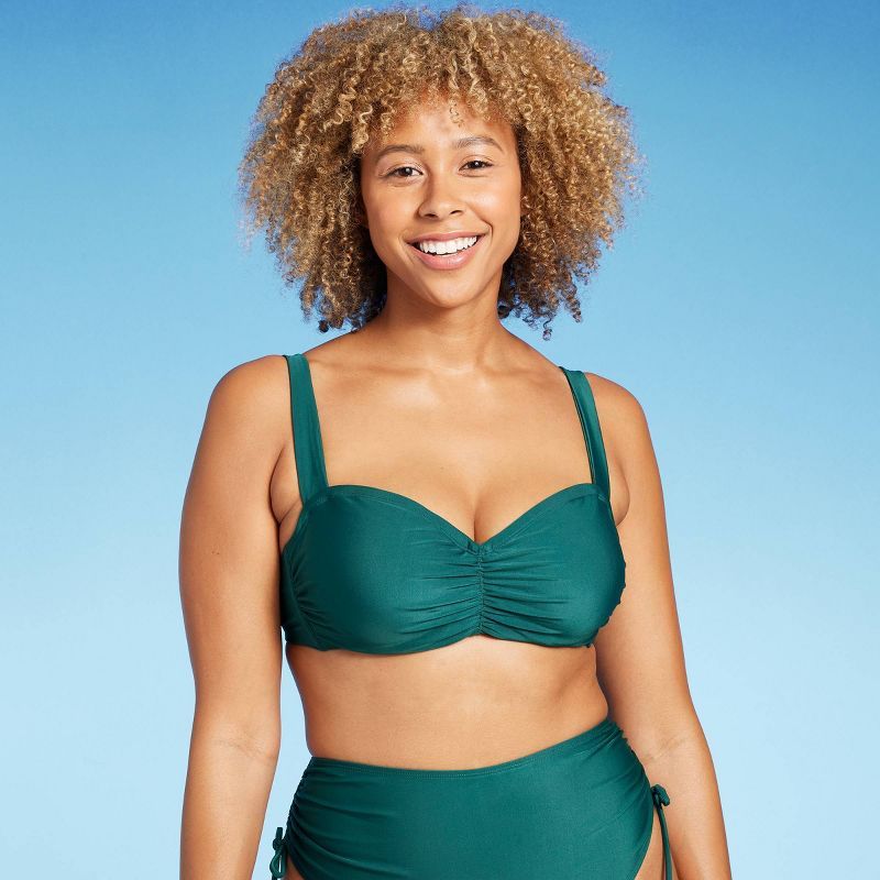Women's Shirred Bralette Bikini Top - Shade & Shore™ Green | Target