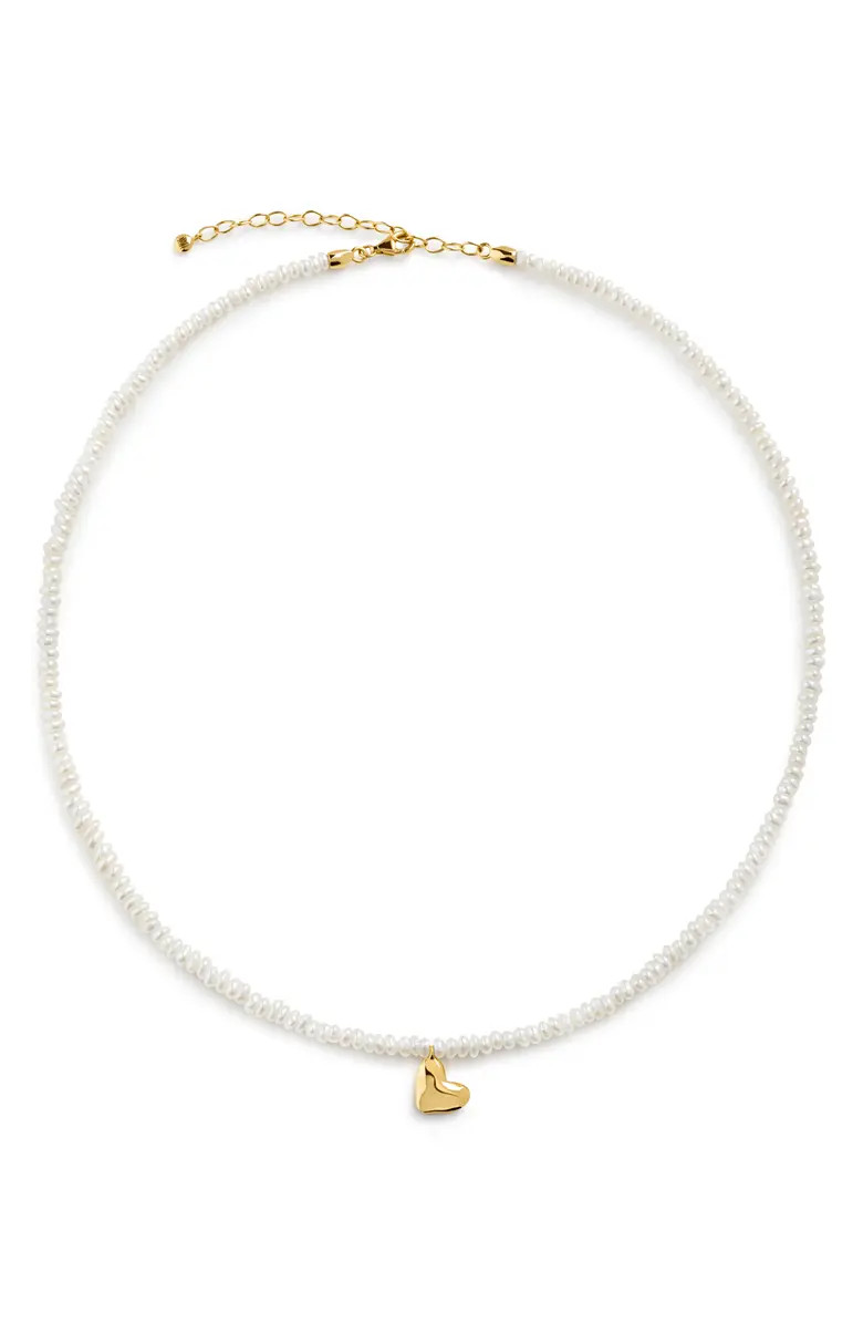 Monica Vinader Mini Heart Freshwater Pearl Necklace | Nordstrom | Nordstrom