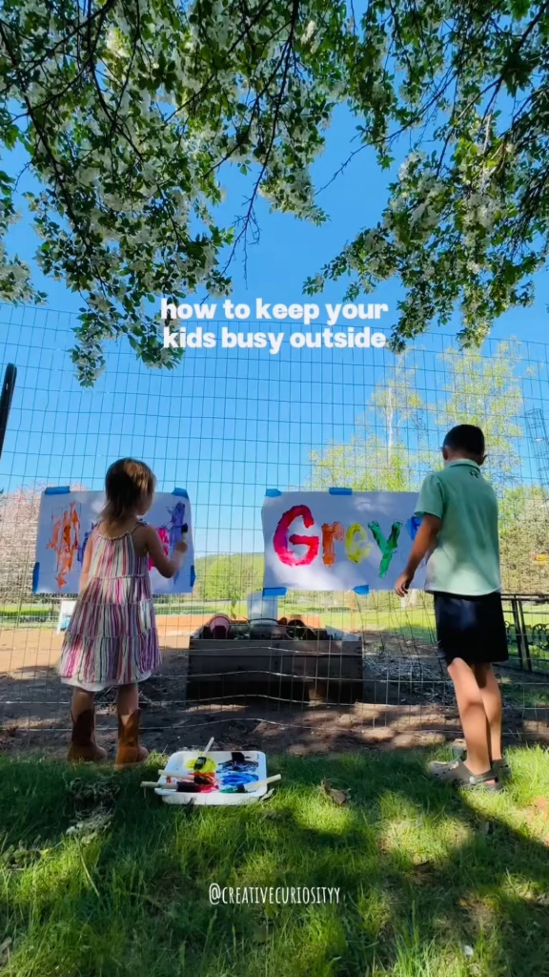 The best kinds of activities (IMO) are the ones that take 5 minutes or less to set up and keep your kids playing for at LEAST 20 minutes 👏🏼 This one takes the cake!

So simple
1️⃣ Write your child’s name on big paper (we love the rolls by Melissa and Doug)
2️⃣ Tape it up on a wall, side of house, fence, etc.
3️⃣ Give your kids washable paint (shout out Crayola) and some paint brushes 
4️⃣ Kick back and watch the magic happen 🎨 

#summer #summeractivities #outdoors #playoutside #outdoorplay #toddler #toddleractivity #preschool #preschoolactivities #play #playbasedlearning #screenfree 

#LTKKids #LTKFamily