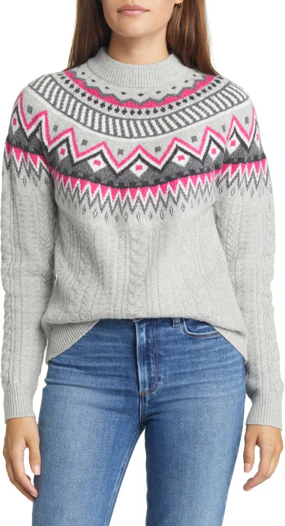 Caslon® Fair Isle Cable Knit Sweater | Nordstrom | Nordstrom