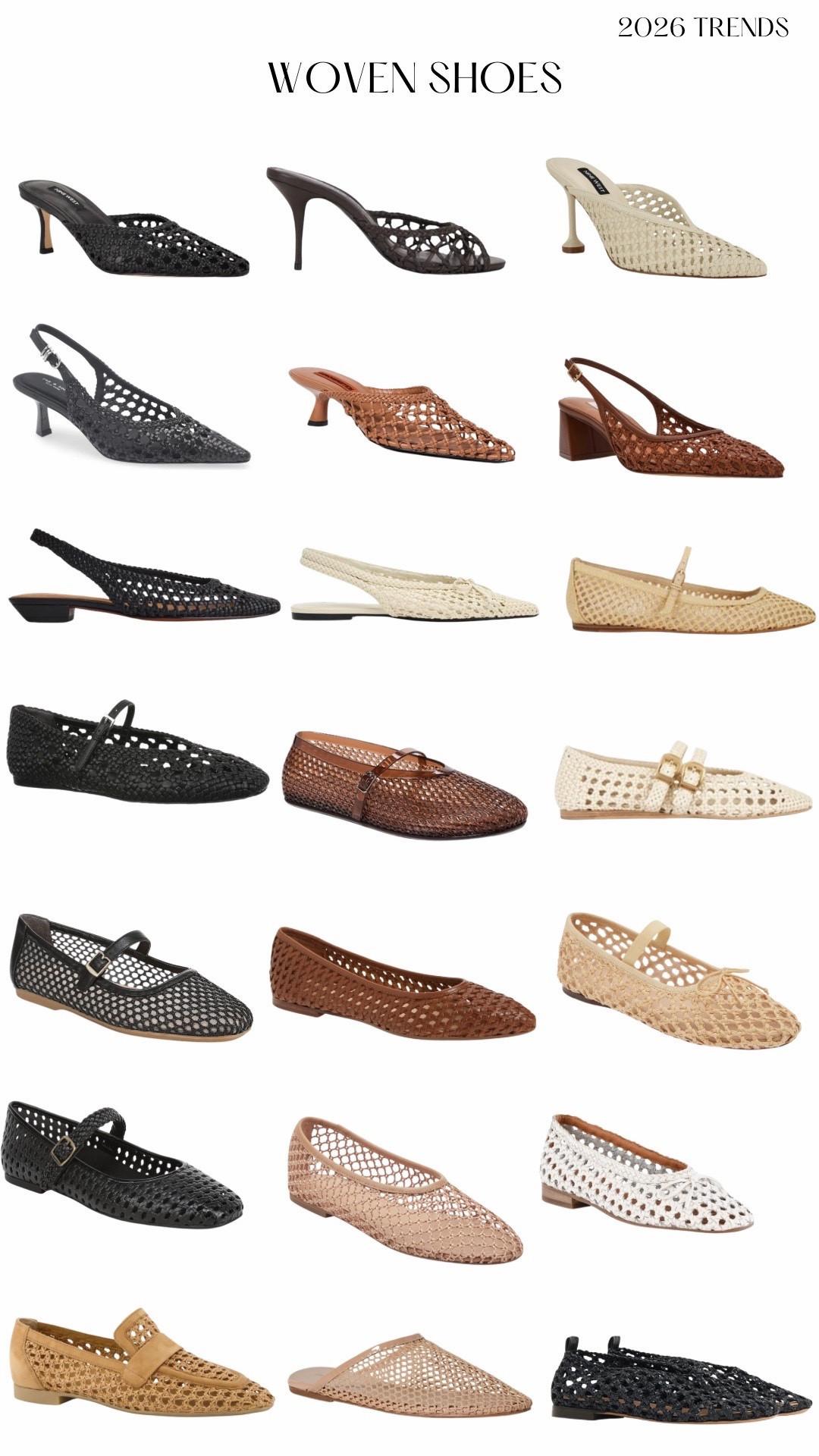Fashion trends 2026: woven & mesh shoes. Shop woven flats, sling backs, kitten heels, loafers and slides.

#woven #shoes #trends2026 #flats #heels #loafers #slides #slingbacks  

#LTKSaleAlert #LTKootd #LTKWorkwear