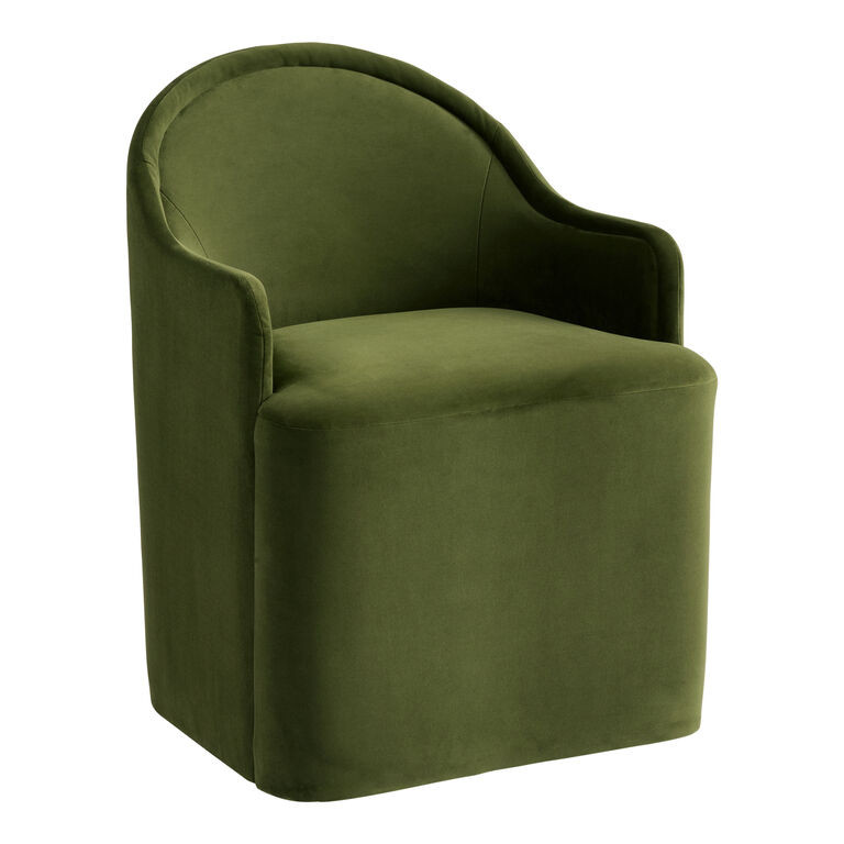 Sheyla Velvet Curved Back Upholstered Rolling Dining Chair | World Market