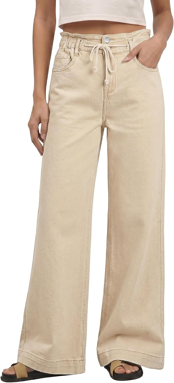 GRAPENT Wide Leg Jeans for Women Stretch High Wasited Elastic Waist Bell Bottom Baggy Y2K Pants | Amazon (US)