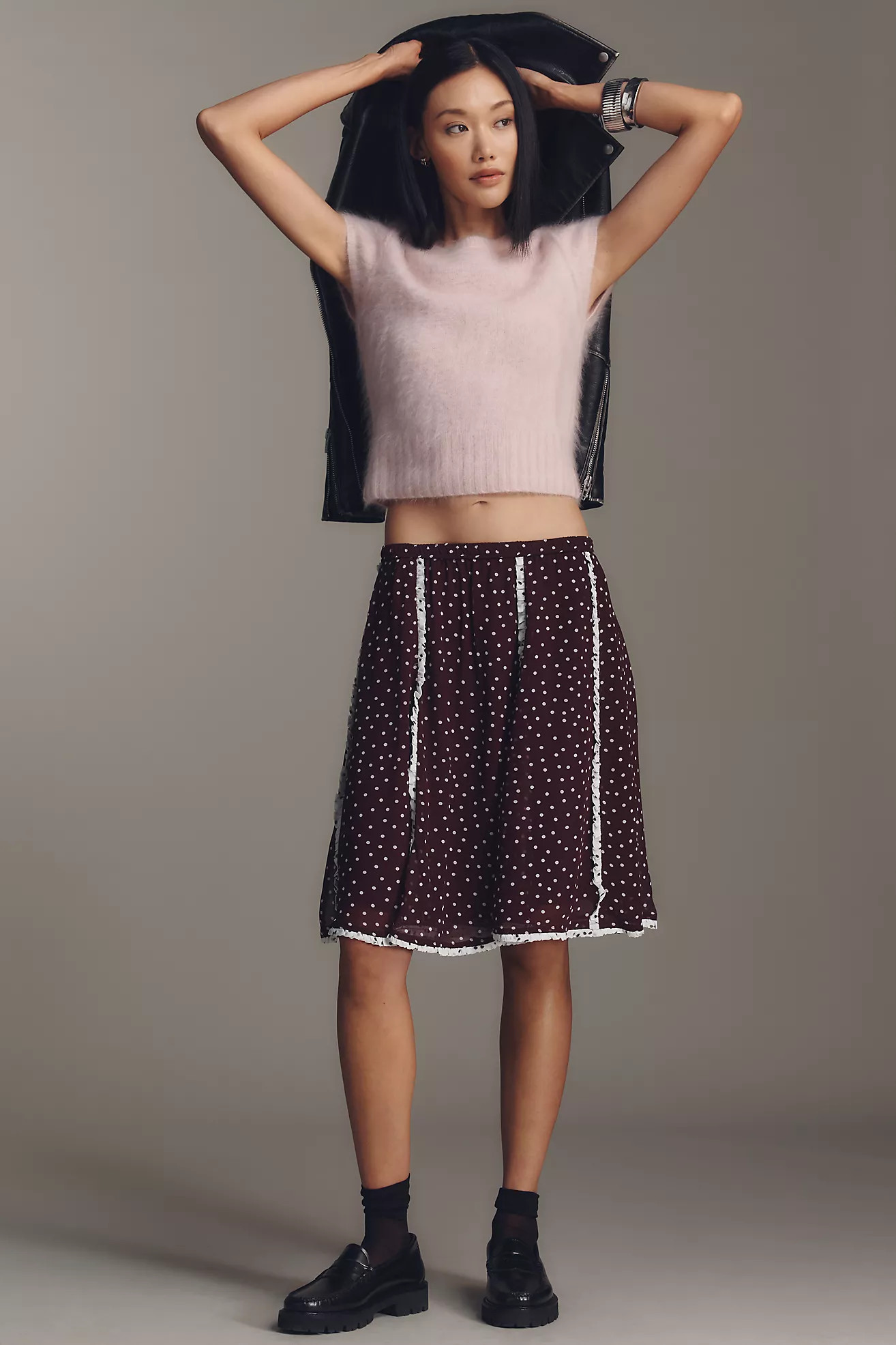 Maeve Seamed Chiffon Swing Knee-Length Skirt | Anthropologie (US)