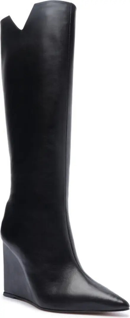 Asya Up Cut Wedge Pointed Toe Knee High Boot (Women) | Nordstrom