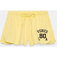 Zara - Slub Yarn Drawstring Shorts - Light Yellow - L - Woman | Zara US