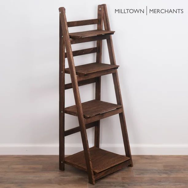 Milltown Merchants Ladder Shelf - Wooden Ladder Bookshelf - Leaning Bookshelf - Rustic Bookcase -... | Walmart (US)