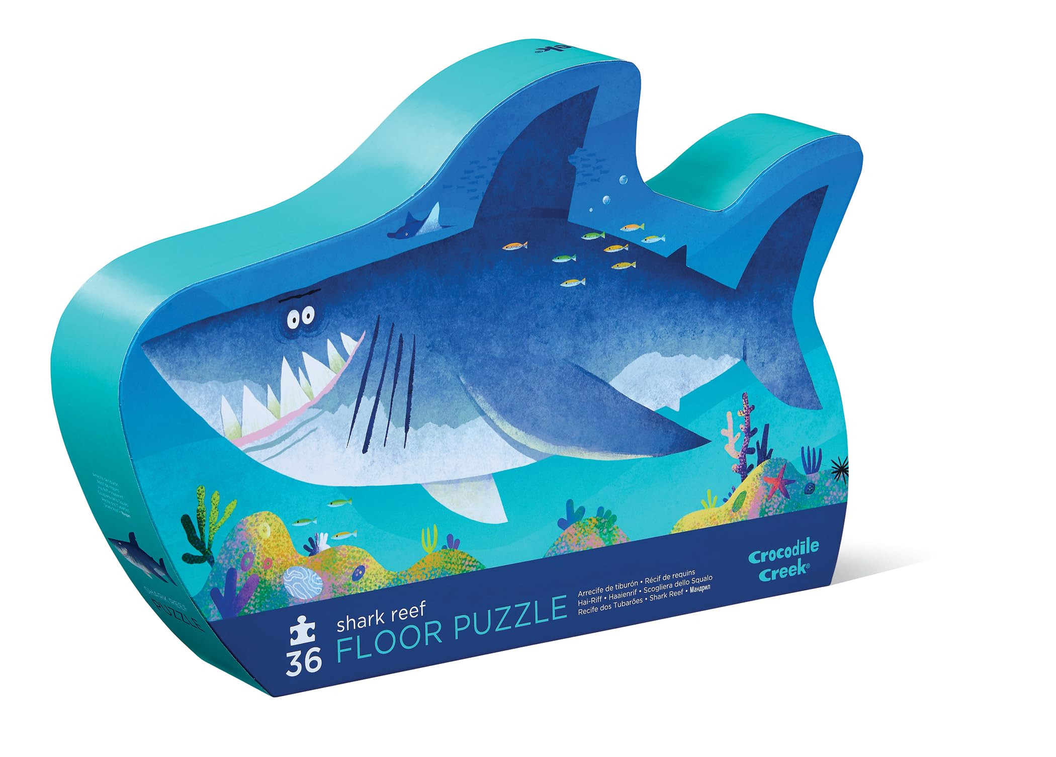 Crocodile Creek 36-Piece Jigsaw Floor Puzzle - Shark Reef - for Kids Ages 3-5 - Heavy-Duty Shaped Box for Storage - 24" W x 18" H Finished | Amazon (US)