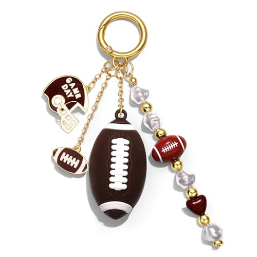 YAHPERN Football Keychain for Women Football Helmet Bag Charms Game Day Sports Purse Charms Football Mom Accessories Party Favors Gifts | Amazon (US)
