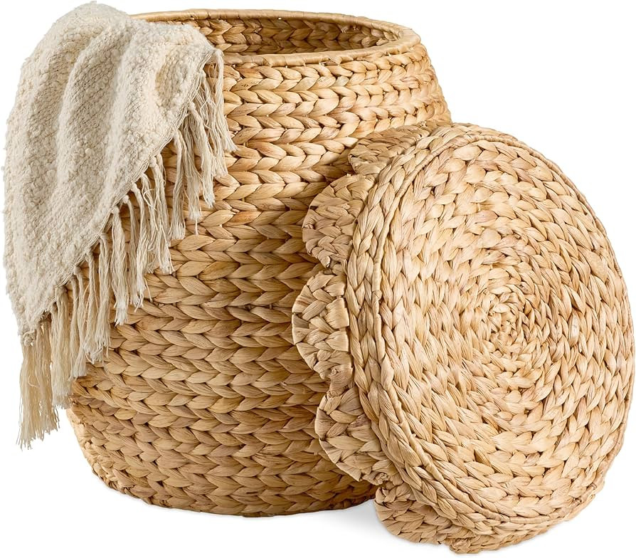 Best Choice Products Scalloped Multipurpose Hyacinth Storage Basket, Plant Décor, Handwoven Orga... | Amazon (US)