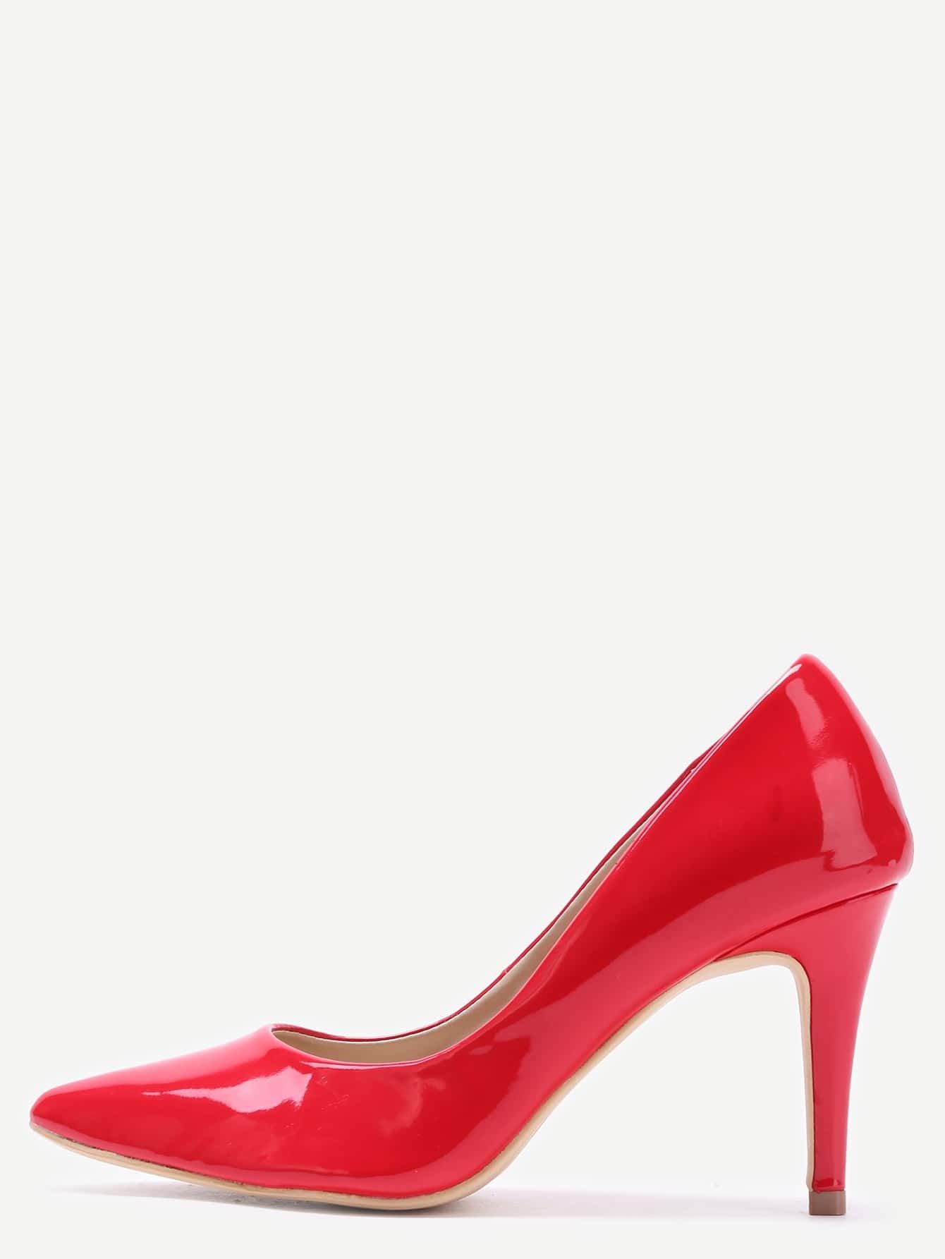 Red Faux Patent Leather Pointed Toe Pumps | SHEIN