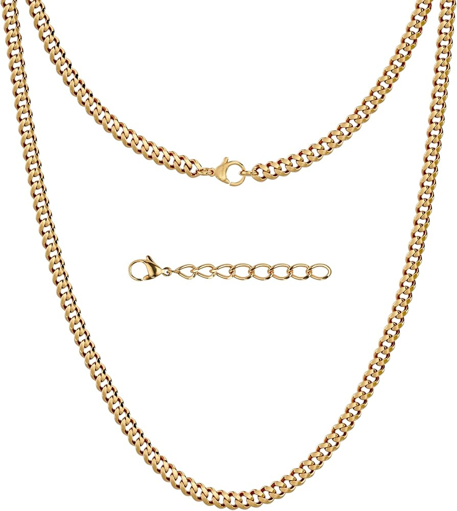 Silvadore Gold/Silver Chain for Men Necklace (2/4/6mm) - Stainless Steel Cuban Link Chain for Men... | Amazon (US)