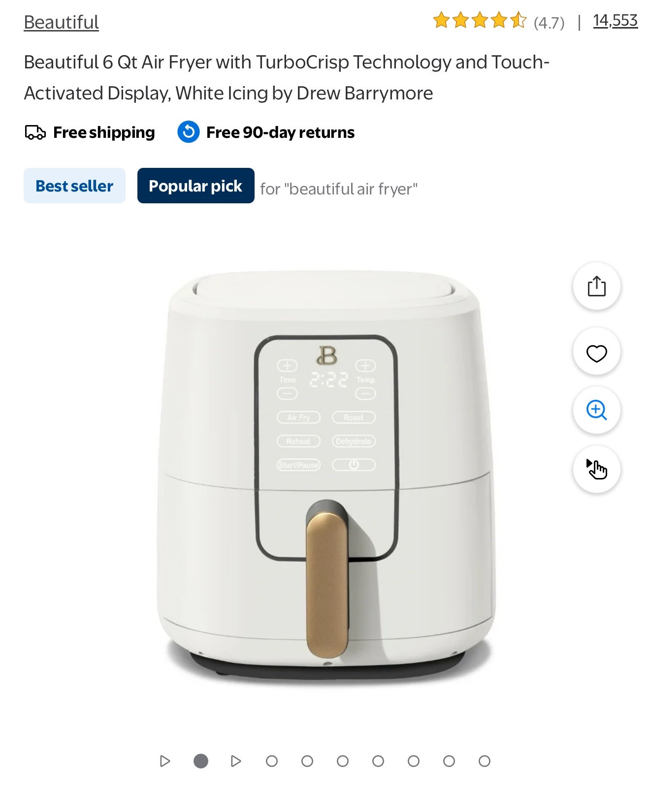 We use our Beautiful air fryer all the time and love it! It works well, doesn’t take up a ton of space on the counter, and has such a pretty look too! Hard to find high quality with a low price tag these days but that’s what this air fryer is 🎉 

#LTKFindsUnder100 #LTKHome #LTKFamily