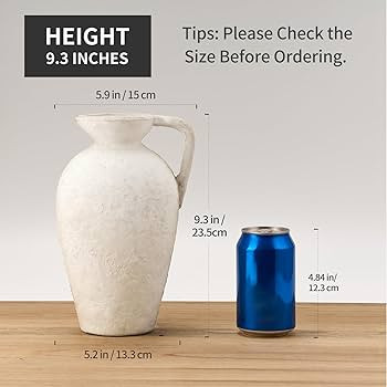 LUKA Ceramic Rustic Farmhouse Vase,9.25 inch Terracotta Vase with Handle,Neutral Tall Clay Vases ... | Amazon (US)