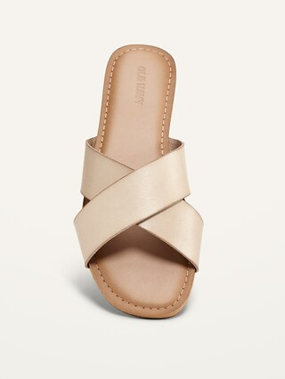 Faux-Leather Cross-Strap Sandals for Women | Old Navy (US)