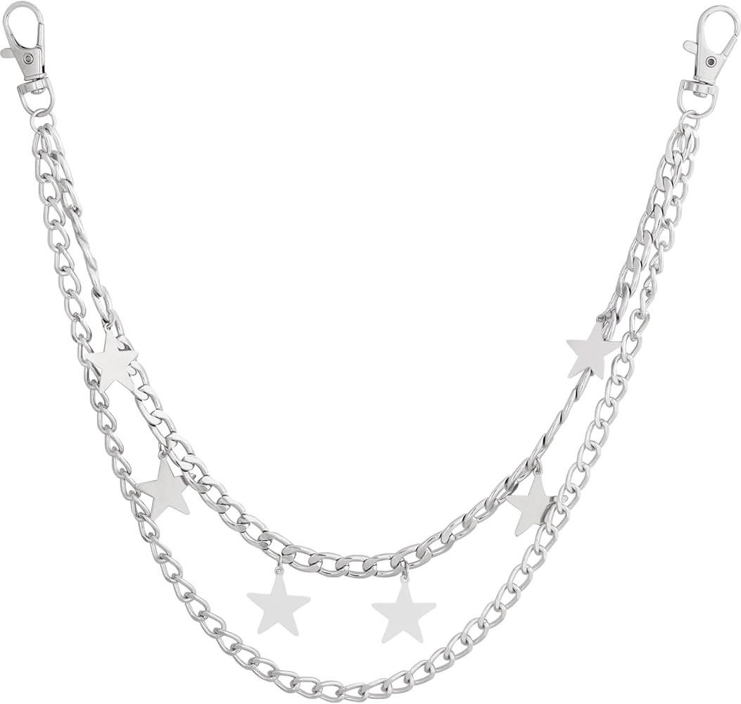 Sacina Goth Punk Layered Star Pants Chain, Silver-tone Wallet Belt Chain, Goth Grunge Emo Punk Ac... | Amazon (US)