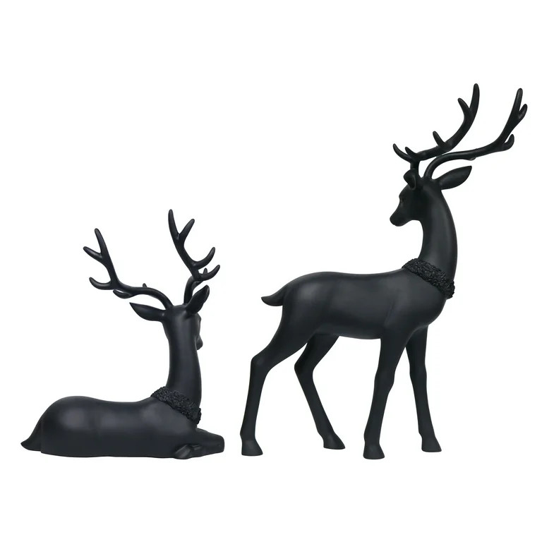 Blow Mold Deer Outdoor Christmas Decoration, Black, Set of 2, by Holiday Time - Walmart.com | Walmart (US)
