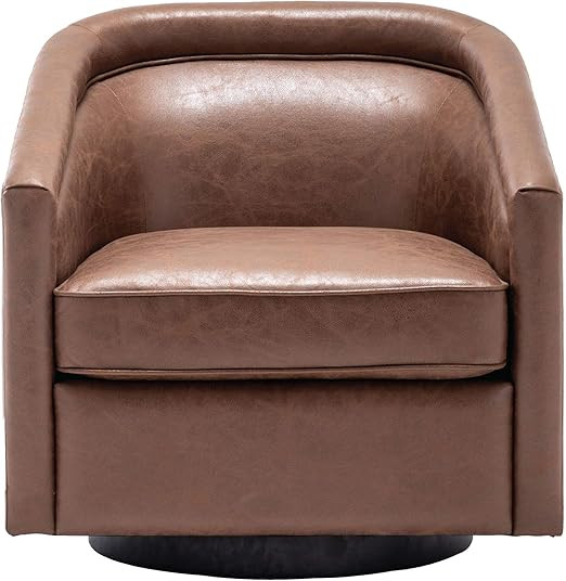 eLuxurySupply Swivel Accent Chair - Traditional Barrel Upholstered Armchair with Swivel Base - Pr... | Amazon (US)