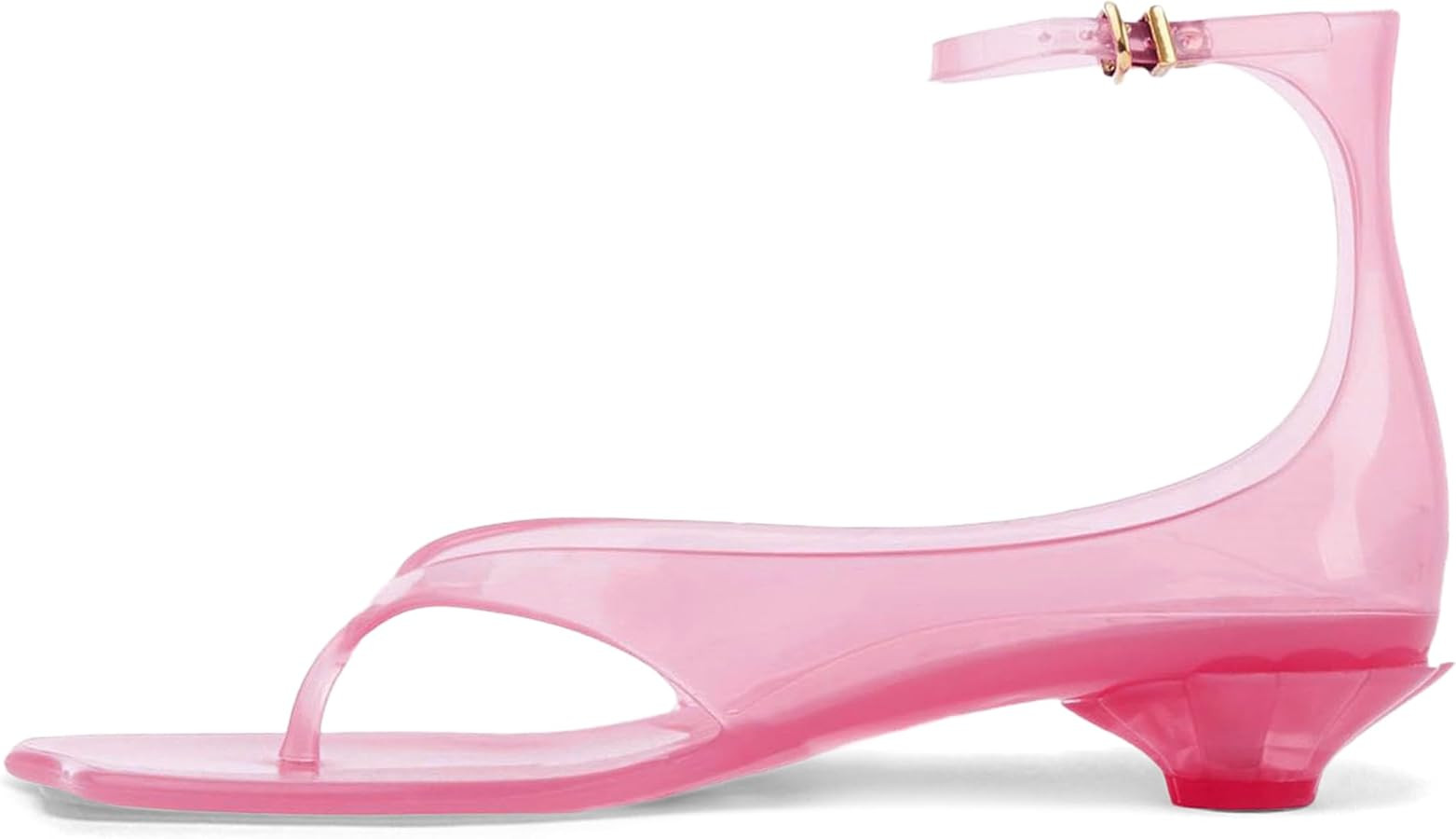 KISSASA Jelly Shoes for Women Fip Flop Flower Kitten Heel Sandals Clear Ankle Strap Thong Heels S... | Amazon (US)