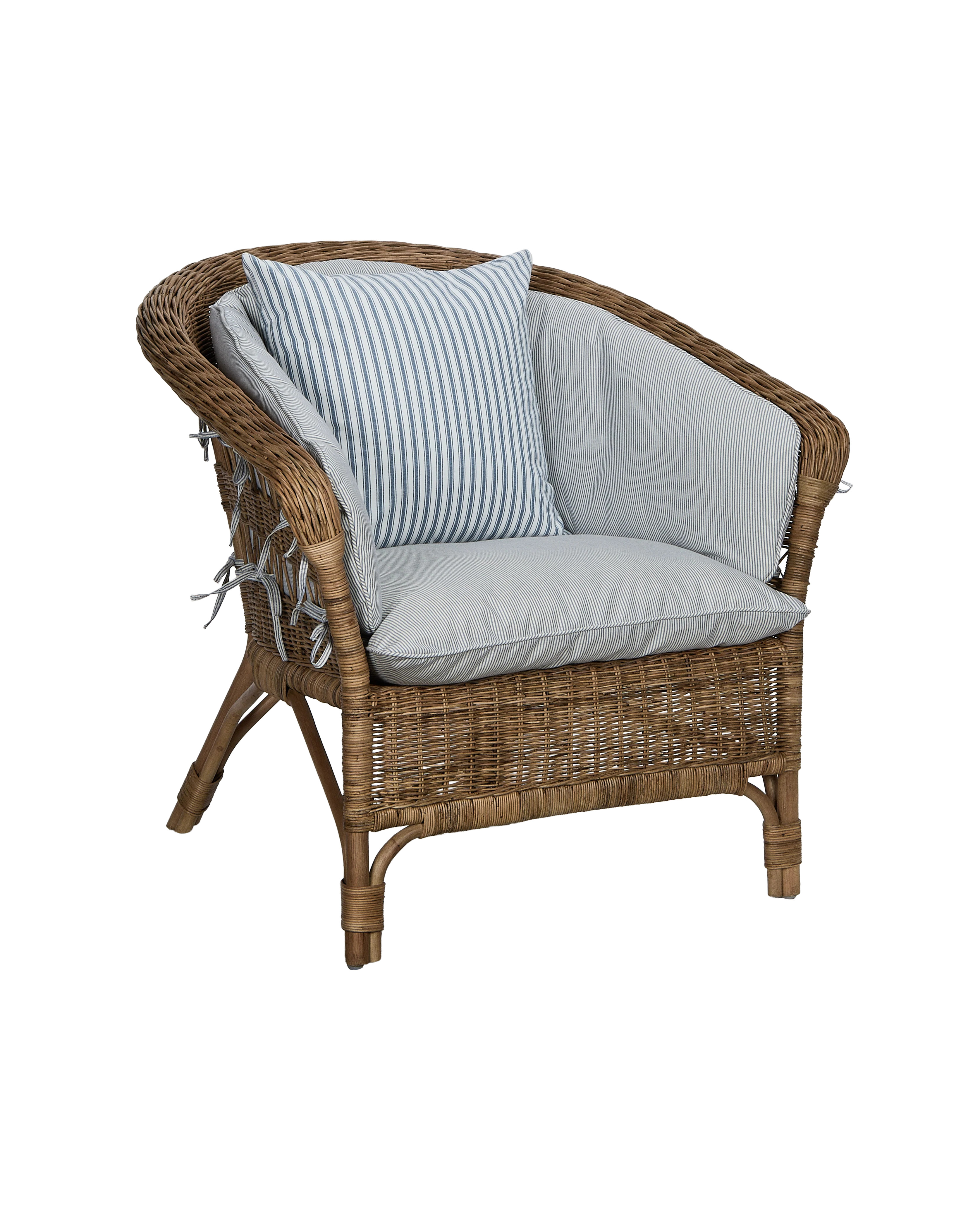 Sanctuary Rattan Lounge Chair - Bayside Stripe | Olive Ateliers