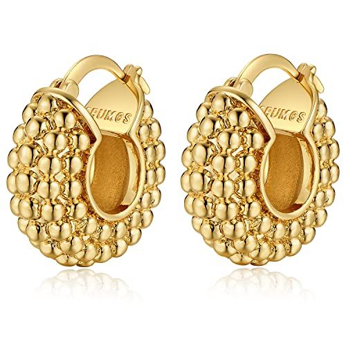 18K Gold Plated Chunky Hoop Earrings for Women Fashion Thick Gold Hoops Set Jewelry for Birthday ... | Amazon (US)