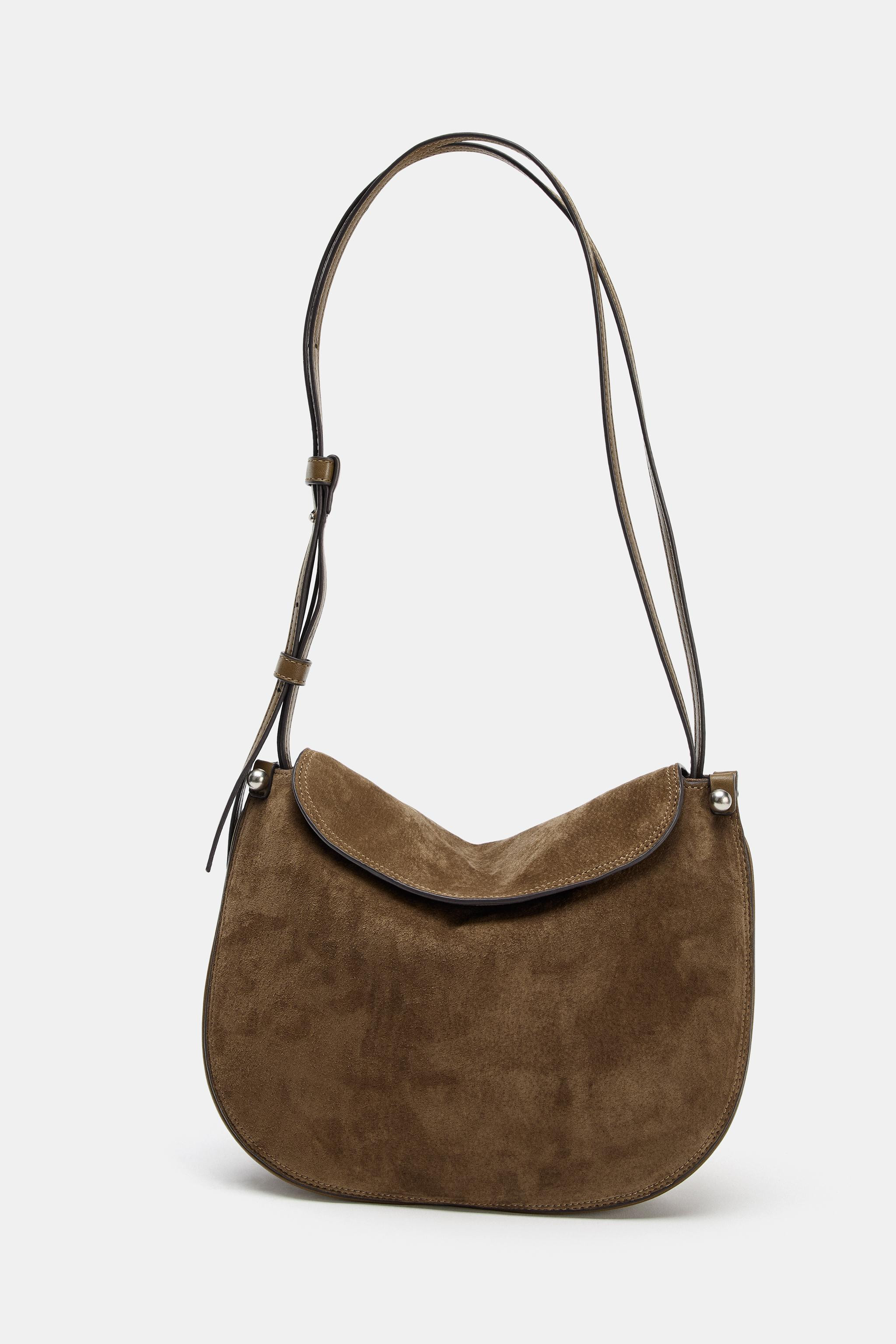 LEATHER FLAP HANDBAG | Zara UK