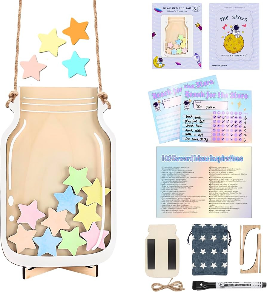 Magnetic Reward Jar, Star Reward Jar Set for Kids Potty Training Reward Jar System for Classroom,... | Amazon (US)