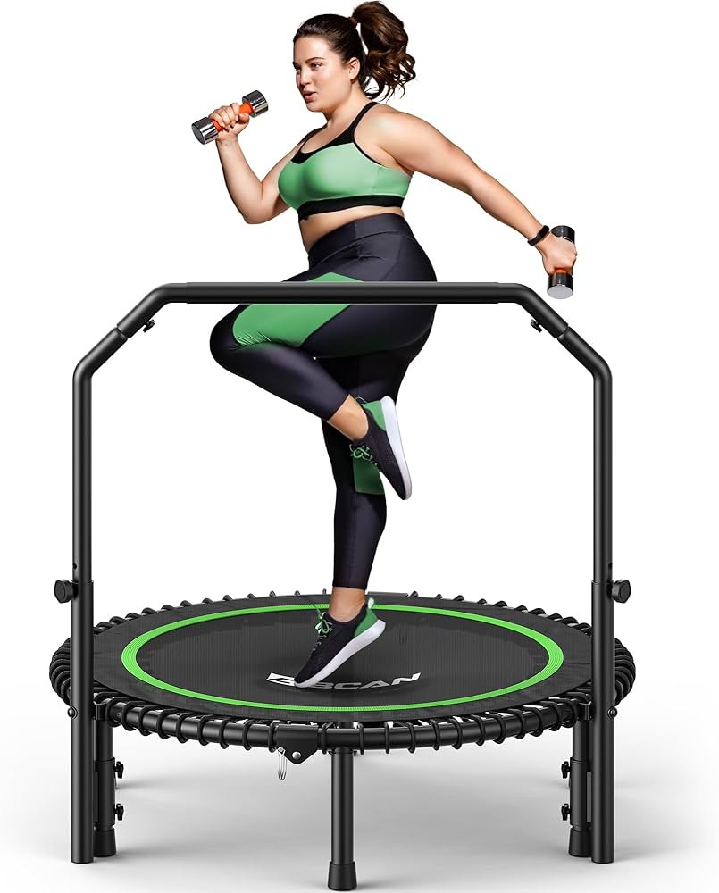 BCAN BT2 450/550LBS Mini Rebounder Trampoline for Adults with Bar, Fitness Trampoline with Bungee... | Amazon (US)