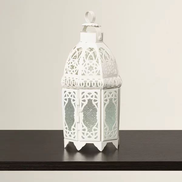 White Glass / Metal Lantern | Wayfair North America