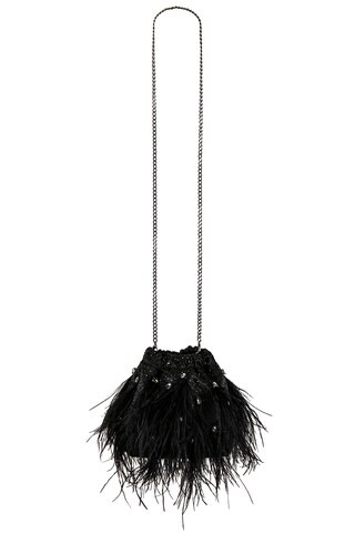 Livvy Feather Pouch in Black | Revolve Clothing (Global)