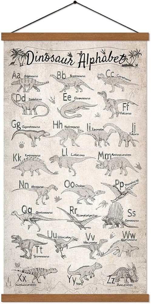 FUXAO Universe Outer Space Alphabet Poster Animal Dinosaur Wall Art Decor With Frame Kid Educatio... | Amazon (US)