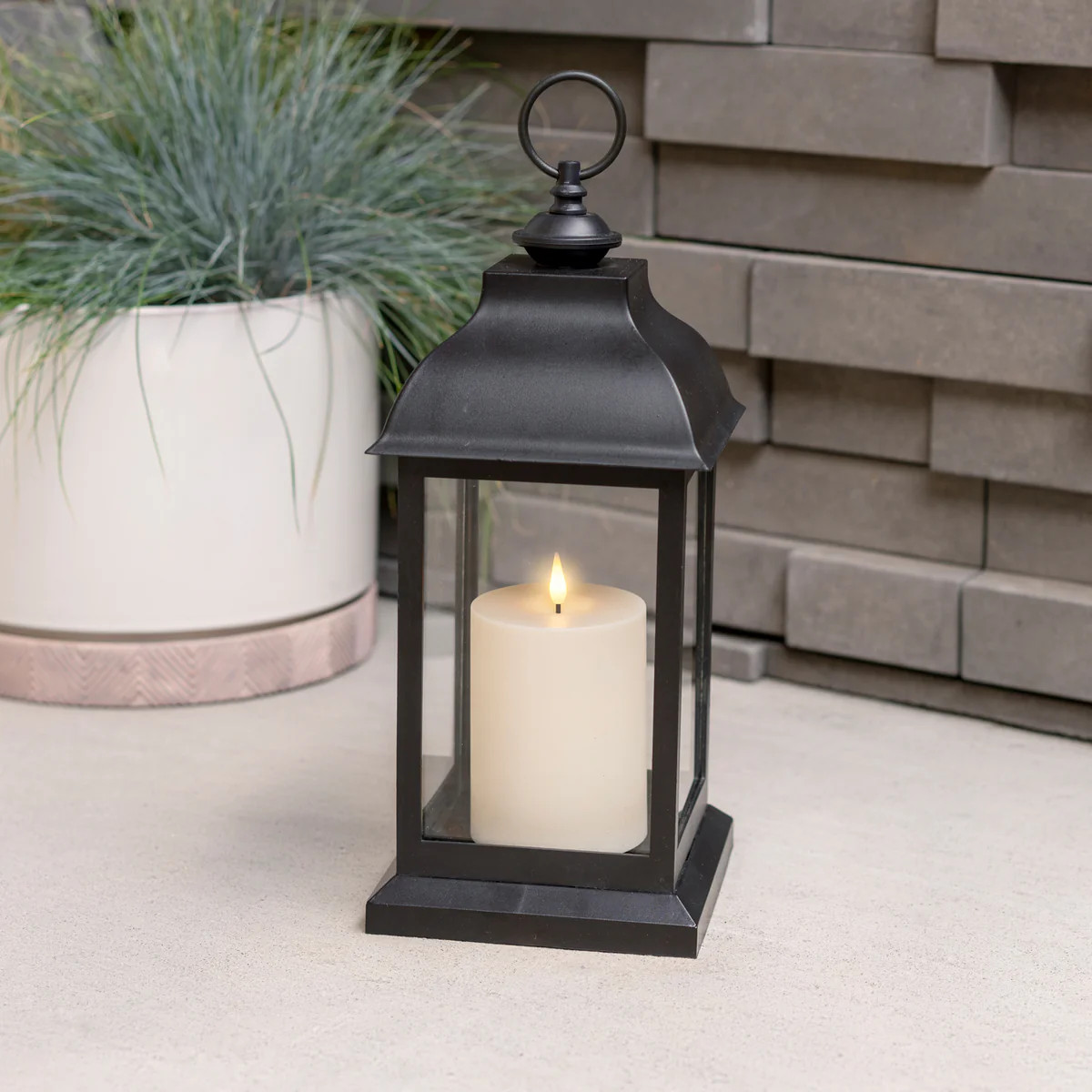 Hazel Lantern with Flameless Candle | Lights.com