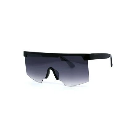 Futuristic Flat Top Half Rim Sport Mob Shield Sunglasses Black Smoke | Walmart (US)