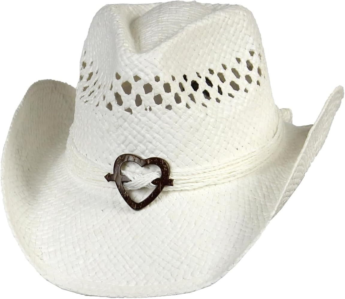 Straw Cowboy Hat for Women with Beaded Trim and Shapeable Brim | Amazon (US)
