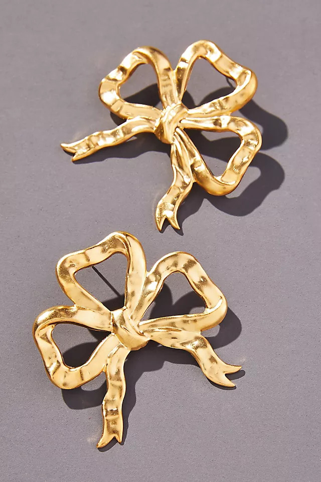 Pink Reef Gold-Plated Bow Post Earrings | Anthropologie (US)