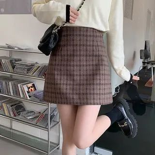 High Waist Plaid Mini Skirt | YesStyle Global