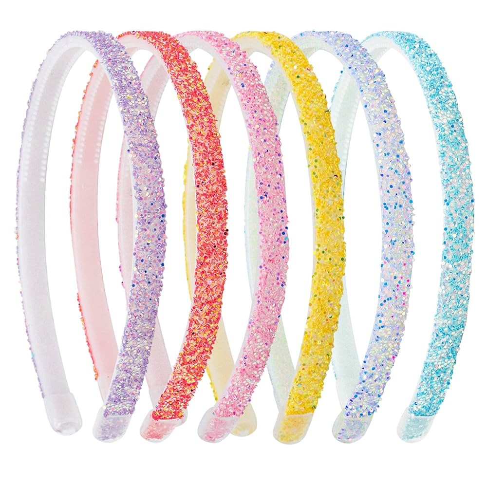 Fishdown Glitter Headbands for Girls, 6Pcs Flash Head Bands Women Sparkly Headband Teen Girls Pla... | Amazon (US)