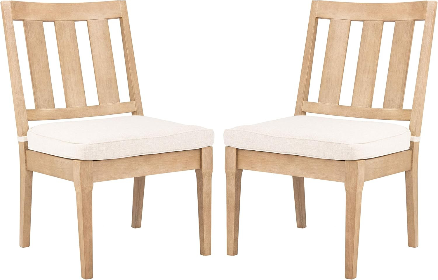 Safavieh CPT1018A-SET2 Couture Dominica Natural and White Wooden Outdoor (Set of 2) Patio Dining ... | Amazon (US)