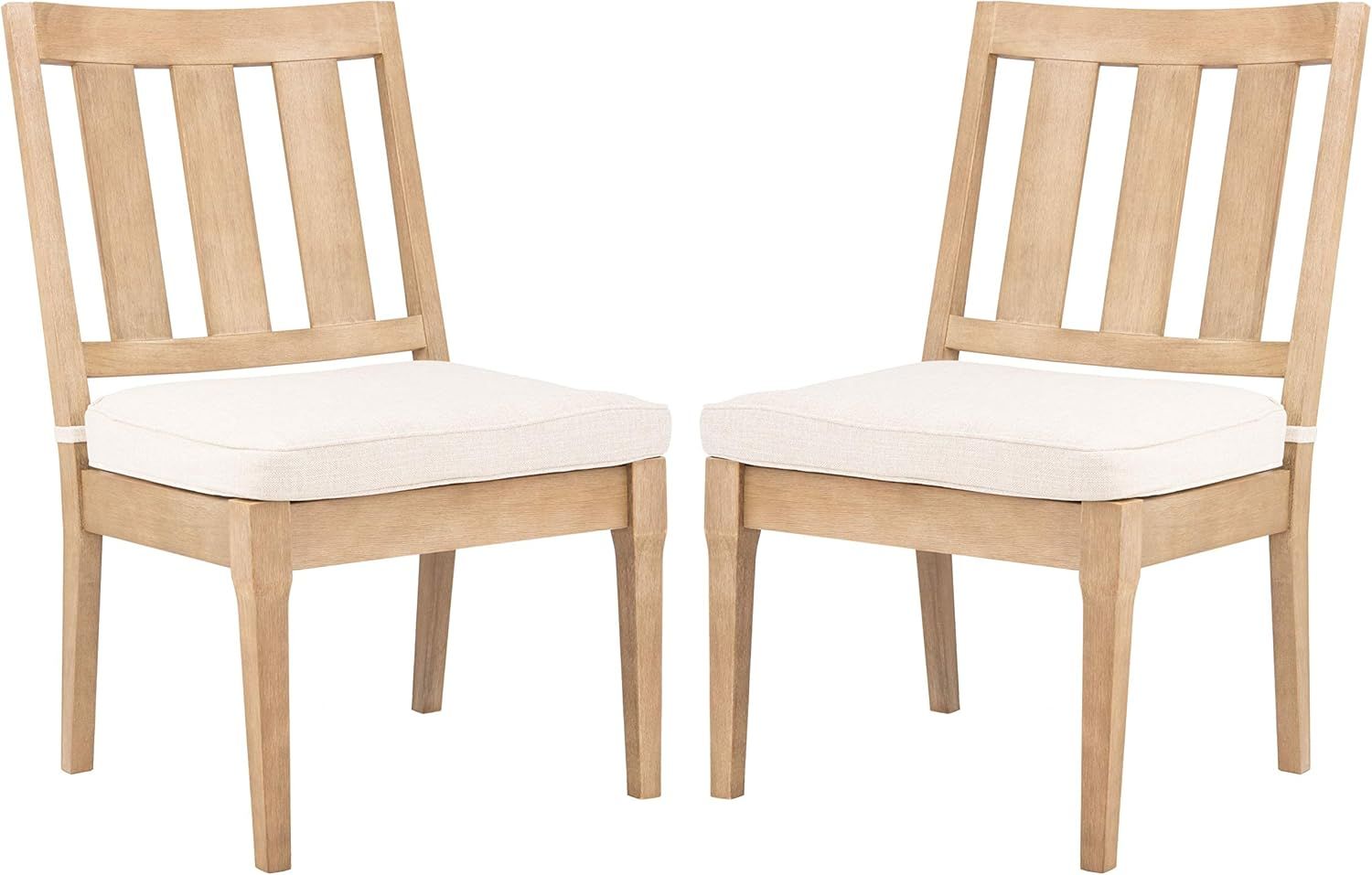 Safavieh CPT1018A-SET2 Couture Dominica Natural and White Wooden Outdoor (Set of 2) Patio Dining ... | Amazon (US)