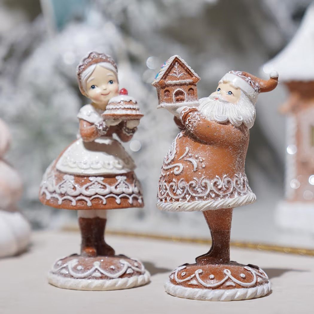 Braxio Gingerbread Christmas Decor, 2Pc Resin Christmas Collectible Figurines | Amazon (US)