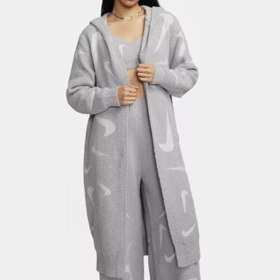 Nike Phoenix Cozy Boucle Long Knit Cardigan Women Grey FD4282-077 Women’s XS | eBay US