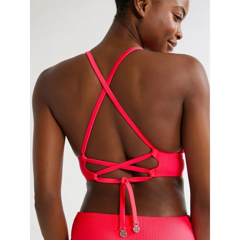 Time and Tru Women’s and Plus Ribbed X Back Top Swimsuit | Walmart (US)