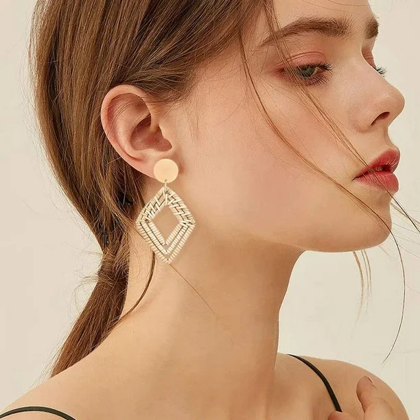 1 Pair National Style Rhombus Vine Woven Rattan Earrings Exquisite Fashionable Attractive Ear Pen... | Walmart (US)