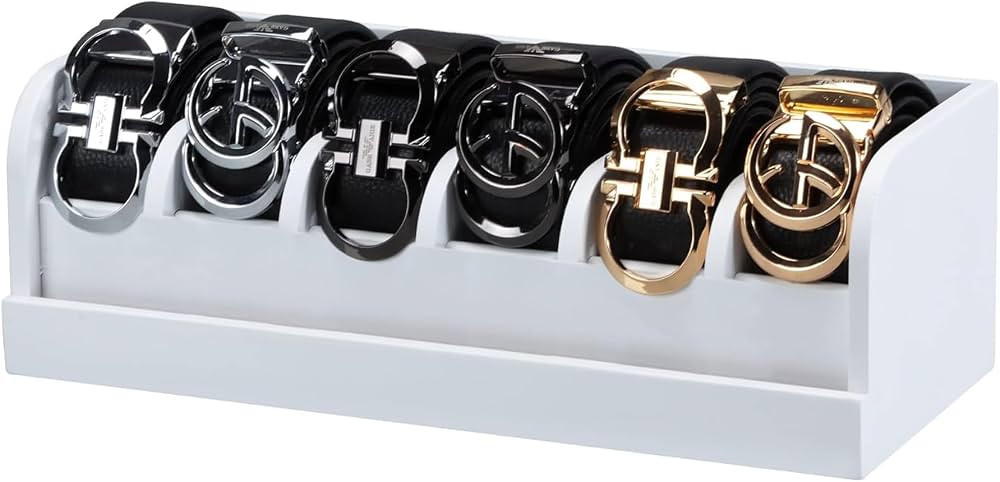 MinBoo Bamboo Belt Rack, 6-Compartment Belt Organizer and Displayer for Closet and Drawer, Men an... | Amazon (US)