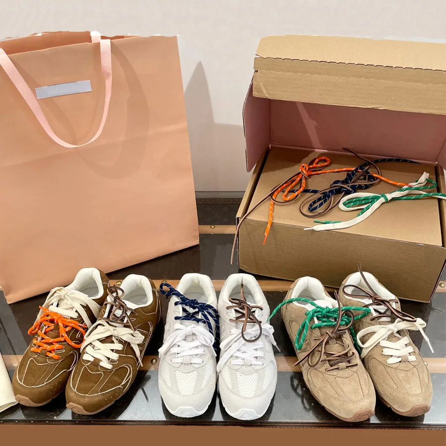 Top quality brown Suede Lace-up tennis shoes women men Leather Unisex Classic fashion mesh Athlet... | DHGate