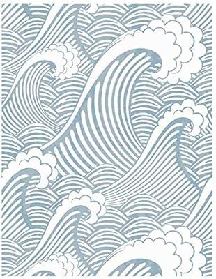 Blooming Wall PS030 Peel&Stick Handpainting Seamless Blue White Waves Spray Self-Adhesive Prepast... | Amazon (US)