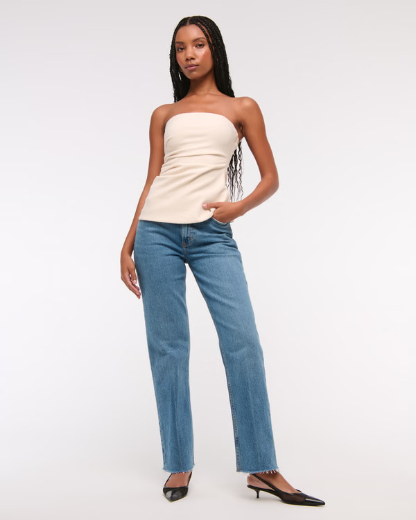 Ultra High Rise Ankle Straight Jean | Abercrombie & Fitch (US)